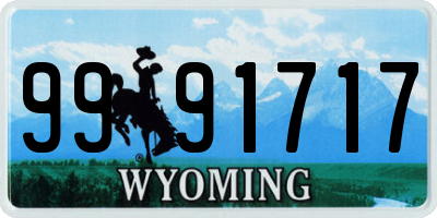 WY license plate 9991717