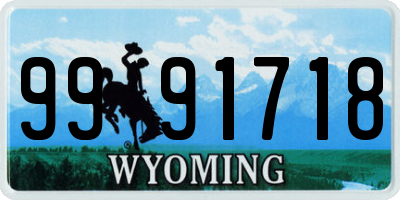 WY license plate 9991718