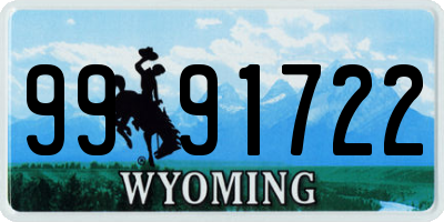 WY license plate 9991722