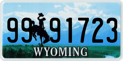 WY license plate 9991723