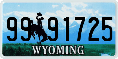 WY license plate 9991725