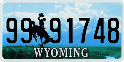 WY license plate 9991748