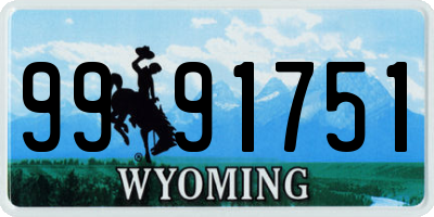 WY license plate 9991751
