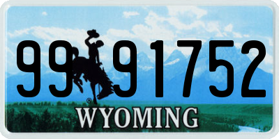 WY license plate 9991752