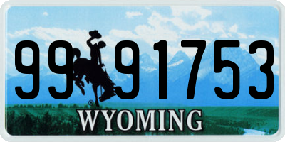 WY license plate 9991753