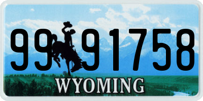 WY license plate 9991758