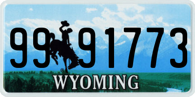 WY license plate 9991773