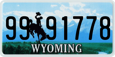 WY license plate 9991778