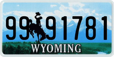 WY license plate 9991781