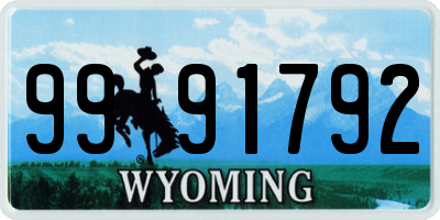 WY license plate 9991792