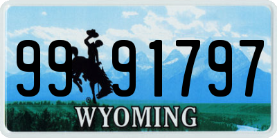 WY license plate 9991797
