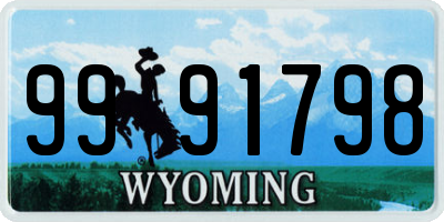 WY license plate 9991798