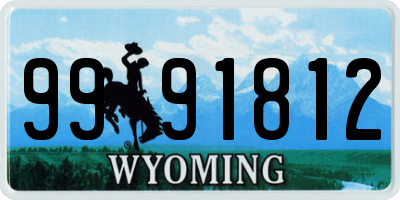 WY license plate 9991812