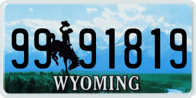 WY license plate 9991819