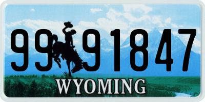 WY license plate 9991847
