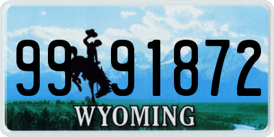 WY license plate 9991872