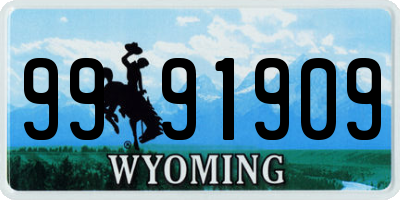 WY license plate 9991909