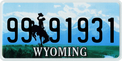 WY license plate 9991931