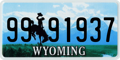 WY license plate 9991937