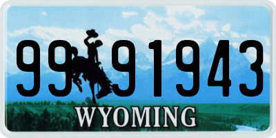 WY license plate 9991943