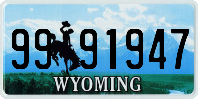 WY license plate 9991947