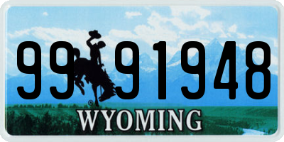 WY license plate 9991948