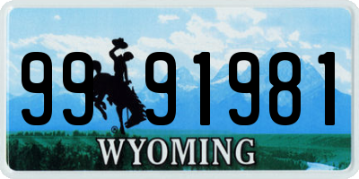 WY license plate 9991981