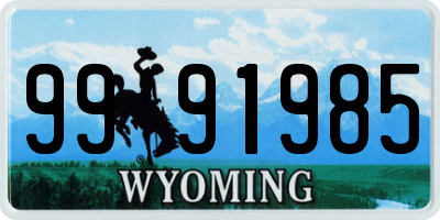 WY license plate 9991985