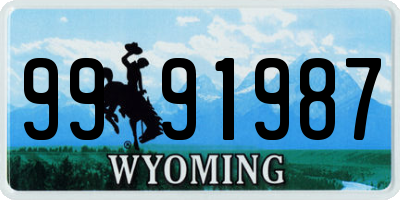 WY license plate 9991987