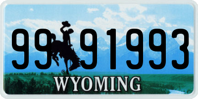 WY license plate 9991993