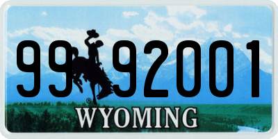 WY license plate 9992001