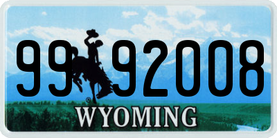 WY license plate 9992008