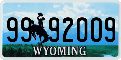 WY license plate 9992009