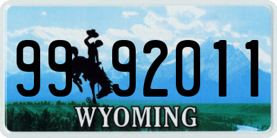 WY license plate 9992011