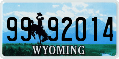 WY license plate 9992014