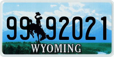 WY license plate 9992021