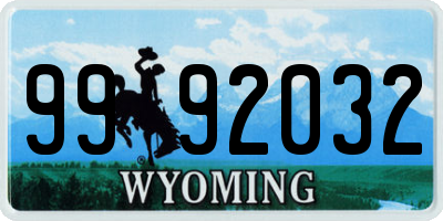 WY license plate 9992032