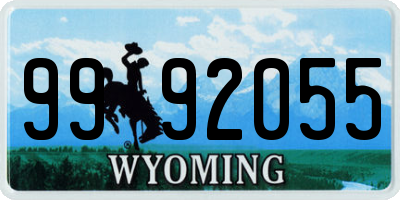 WY license plate 9992055