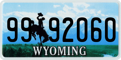 WY license plate 9992060