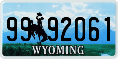 WY license plate 9992061