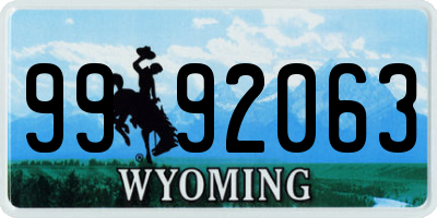 WY license plate 9992063