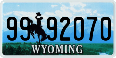 WY license plate 9992070