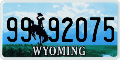 WY license plate 9992075