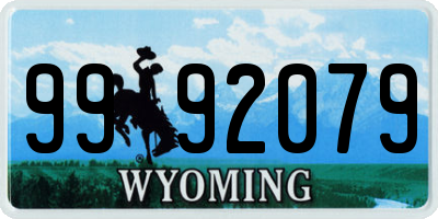 WY license plate 9992079