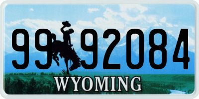 WY license plate 9992084