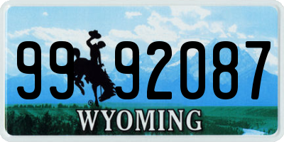 WY license plate 9992087