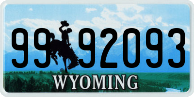 WY license plate 9992093