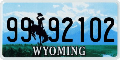 WY license plate 9992102