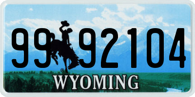 WY license plate 9992104