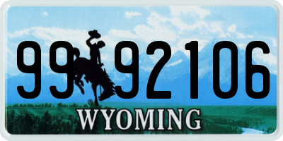 WY license plate 9992106